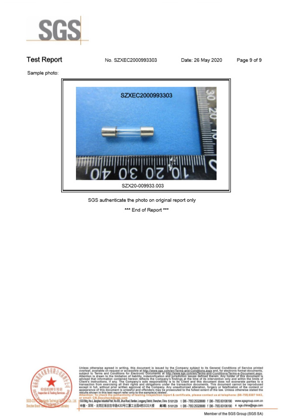 玻璃管保險絲SGS9