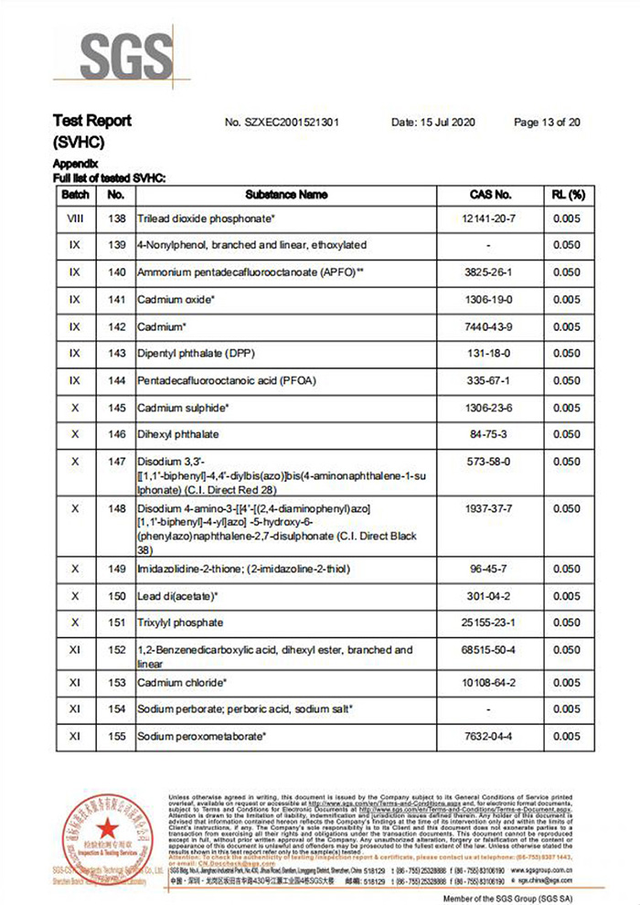 一次性保險絲REACH認證13