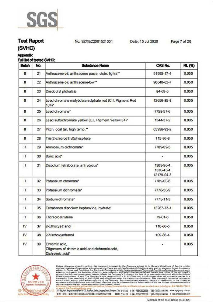 一次性保險絲REACH認證7