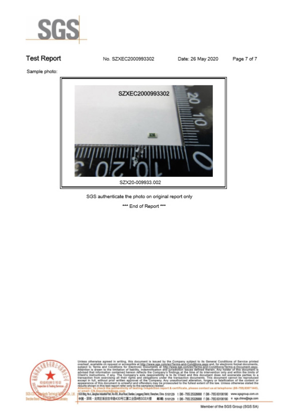 集電通一次性貼片保險(xiǎn)絲SGS認(rèn)證報(bào)告