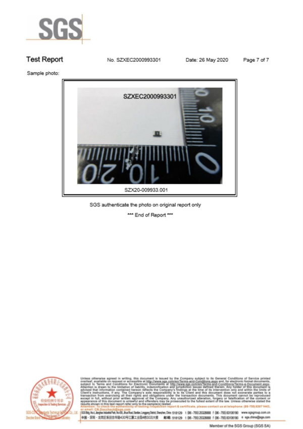 集電通貼片自恢復(fù)保險(xiǎn)絲SGS認(rèn)證報(bào)告